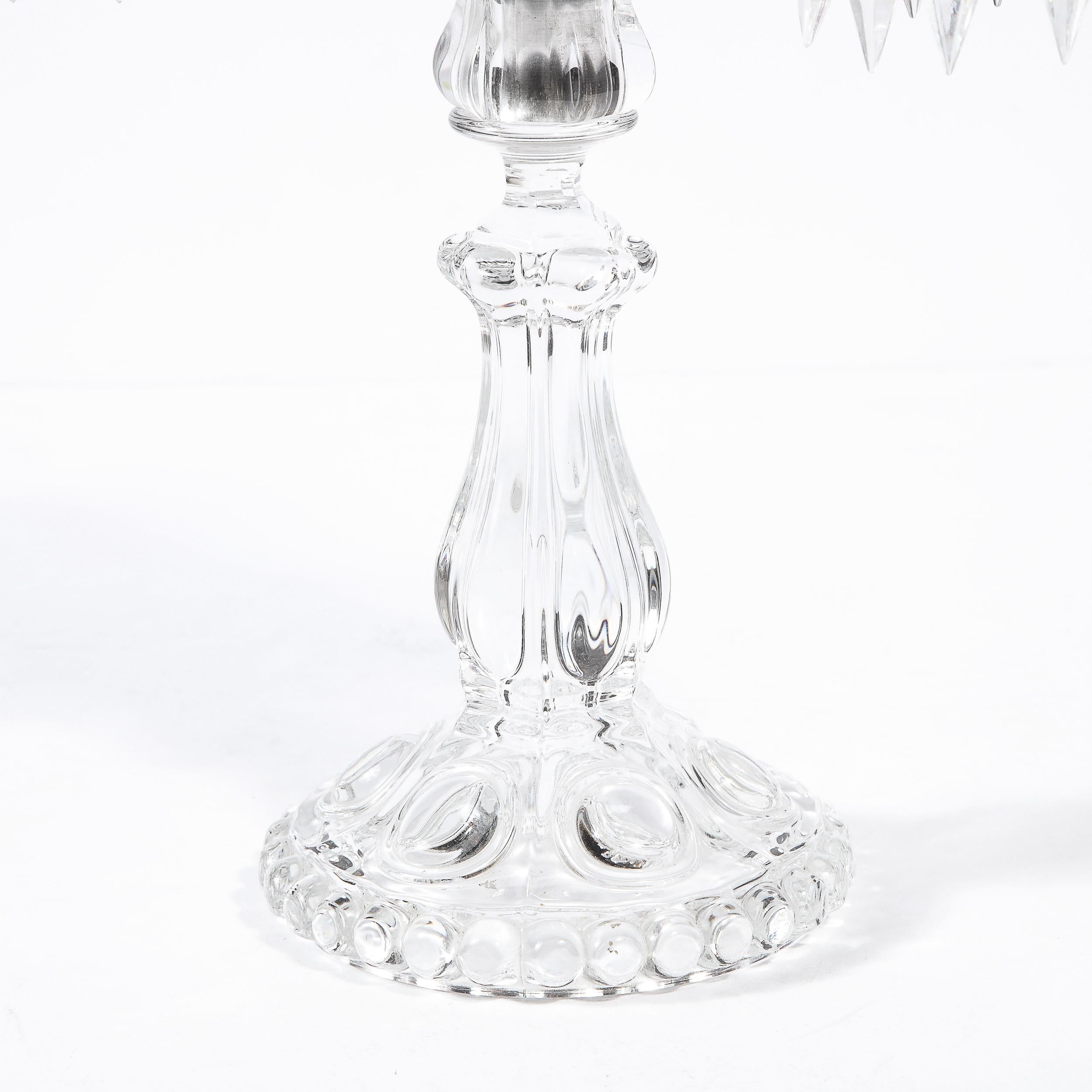 Pair of Mid-Century Modern Neoclassical Glass Obelisk Candelabras by Baccarat 15