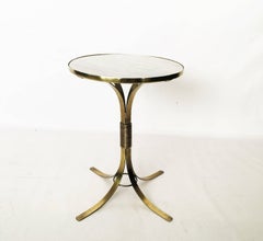 Pair of Mid-Century Modern Neoclassical Style Brass and Marble Top Side Tables