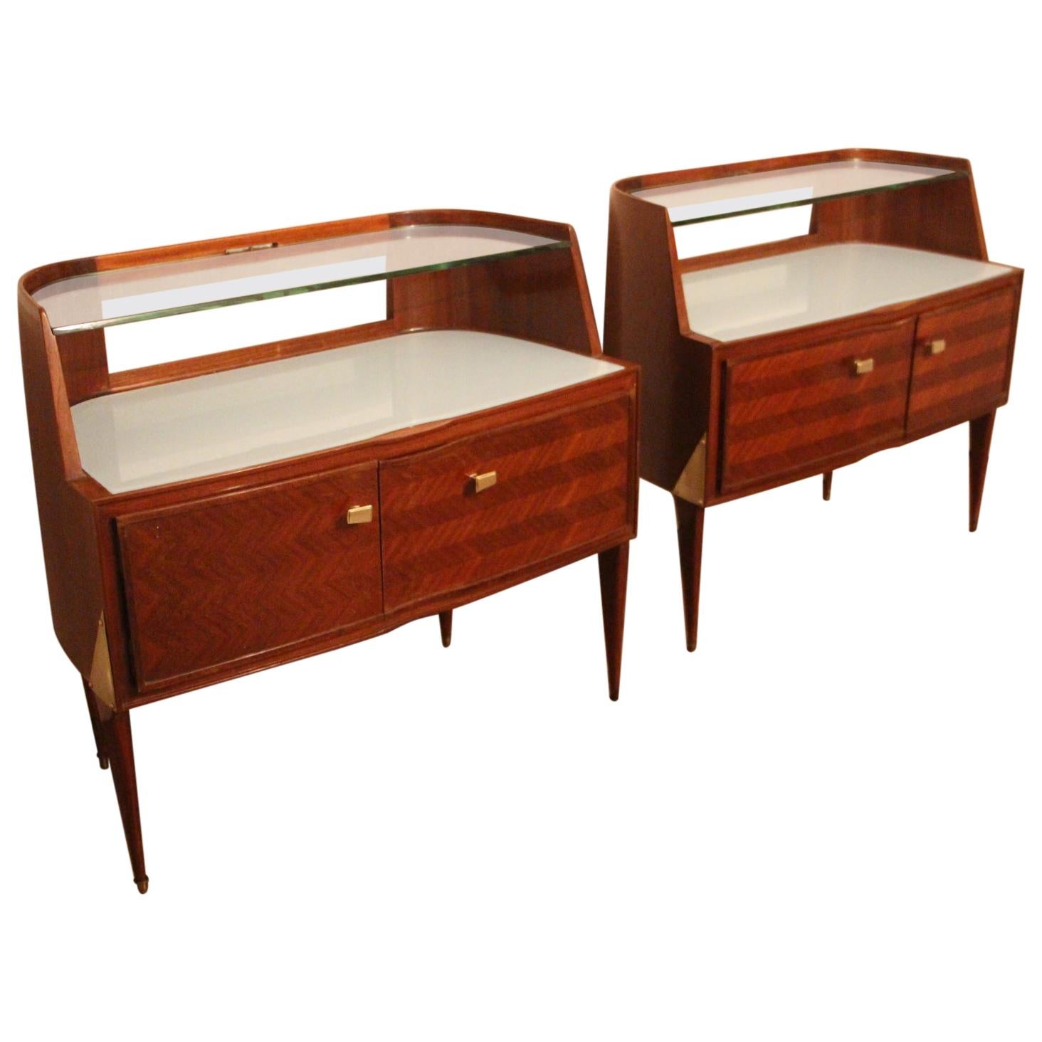 Pair of Mid-Century Modern Nightstands, Bed Side Tables by Paolo Buffa