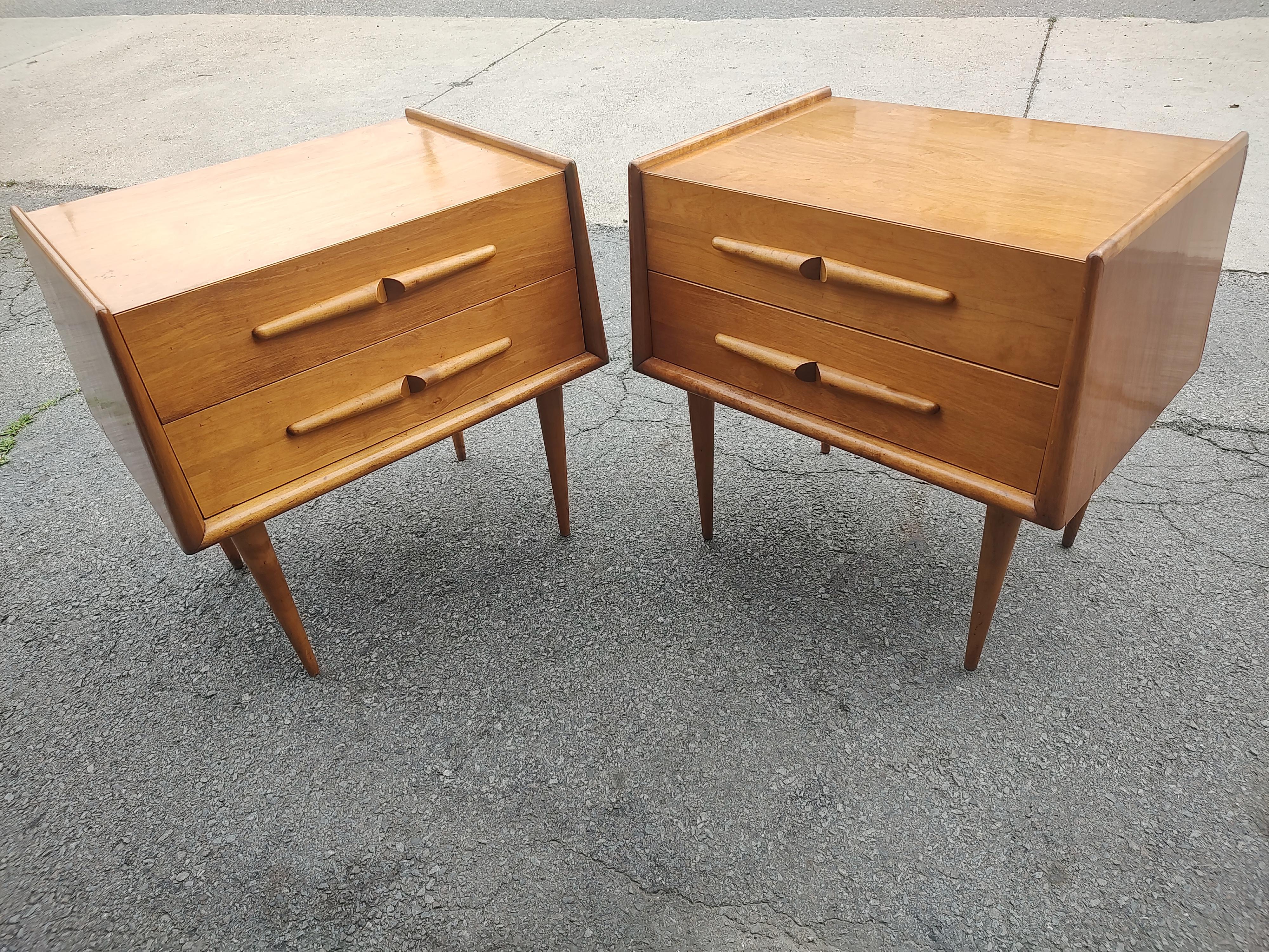 Pair of Mid Century Modern Night Stands in Birch by Edmond Spence Sweden C1953 For Sale 1