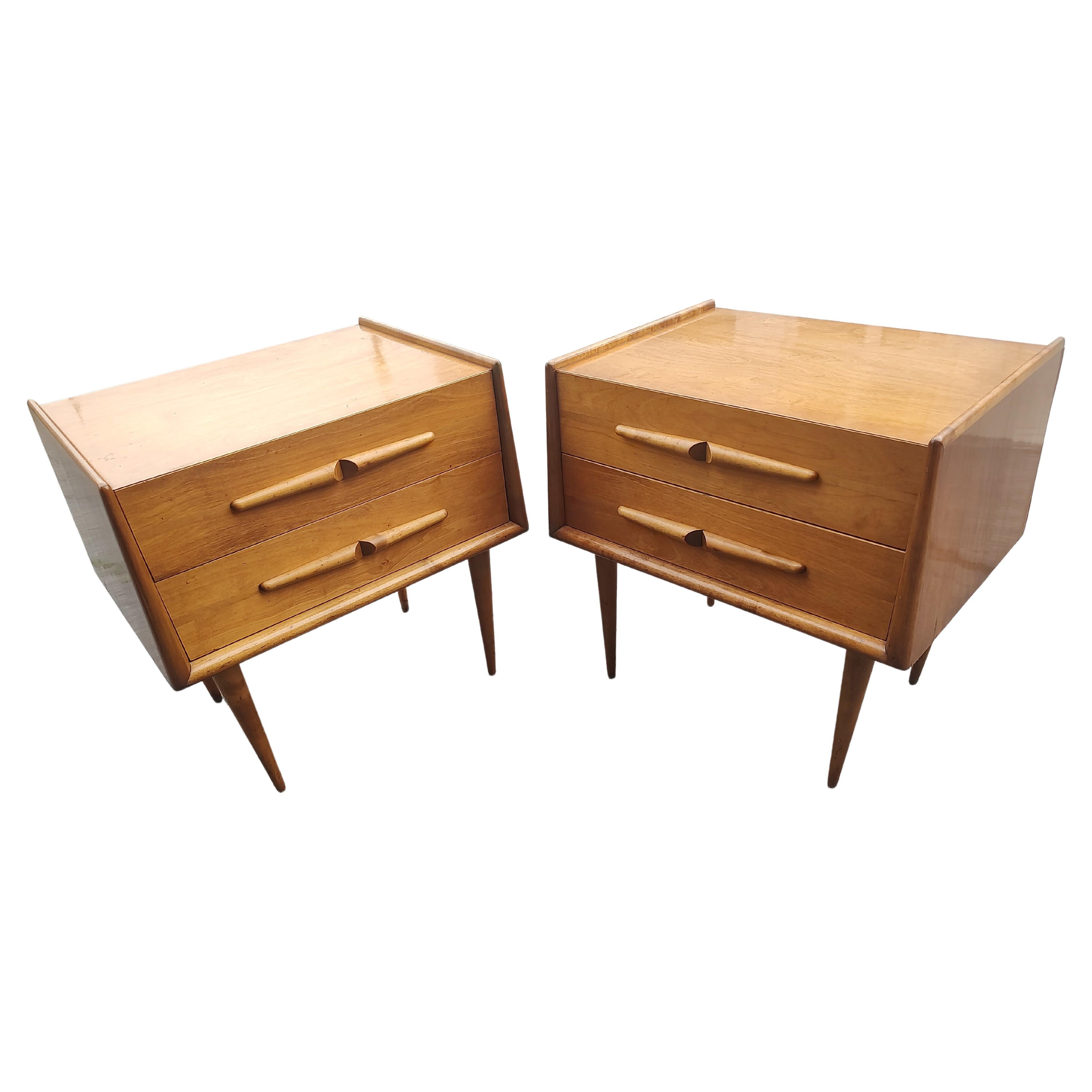 Mid-20th Century Pair of Mid Century Modern Night Stands in Birch by Edmond Spence Sweden C1953 For Sale
