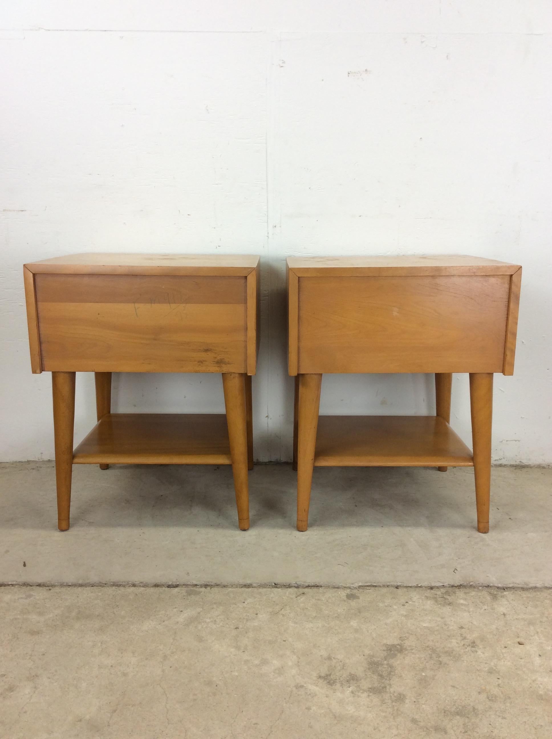 Pair of Mid Century Modern Nightstands by Heywood Wakefield For Sale 8