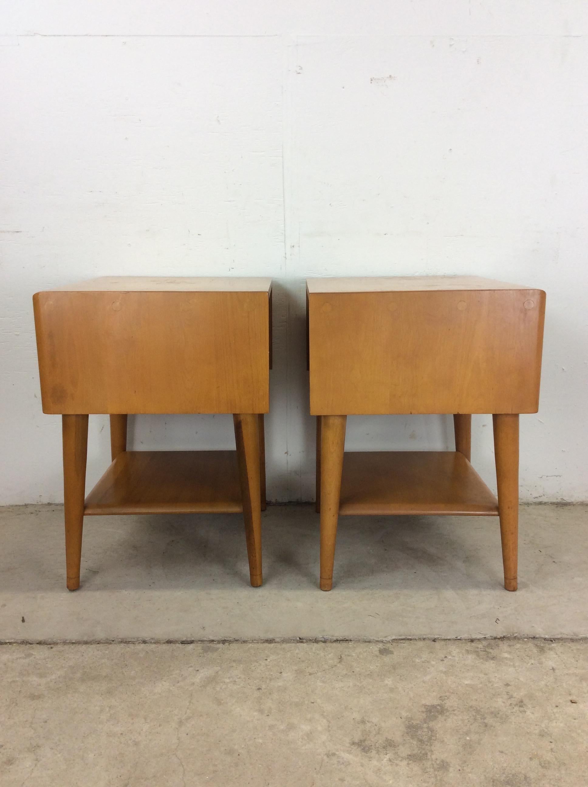 Pair of Mid Century Modern Nightstands by Heywood Wakefield For Sale 10