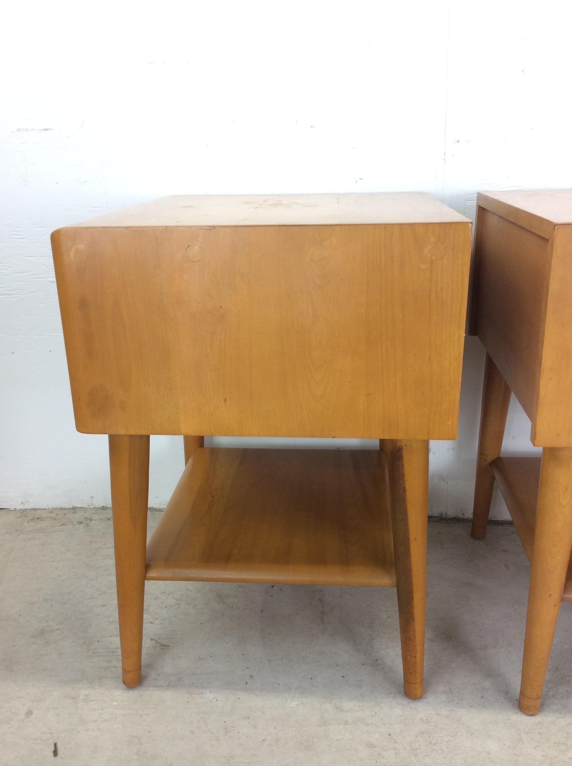Pair of Mid Century Modern Nightstands by Heywood Wakefield For Sale 12
