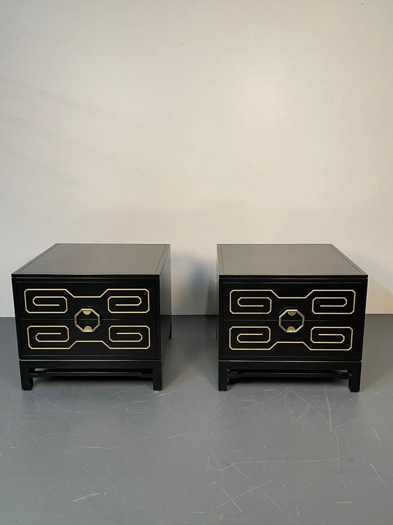 Pair of Mid-Century Modern Nightstands / Dressers, Greek Key ...
