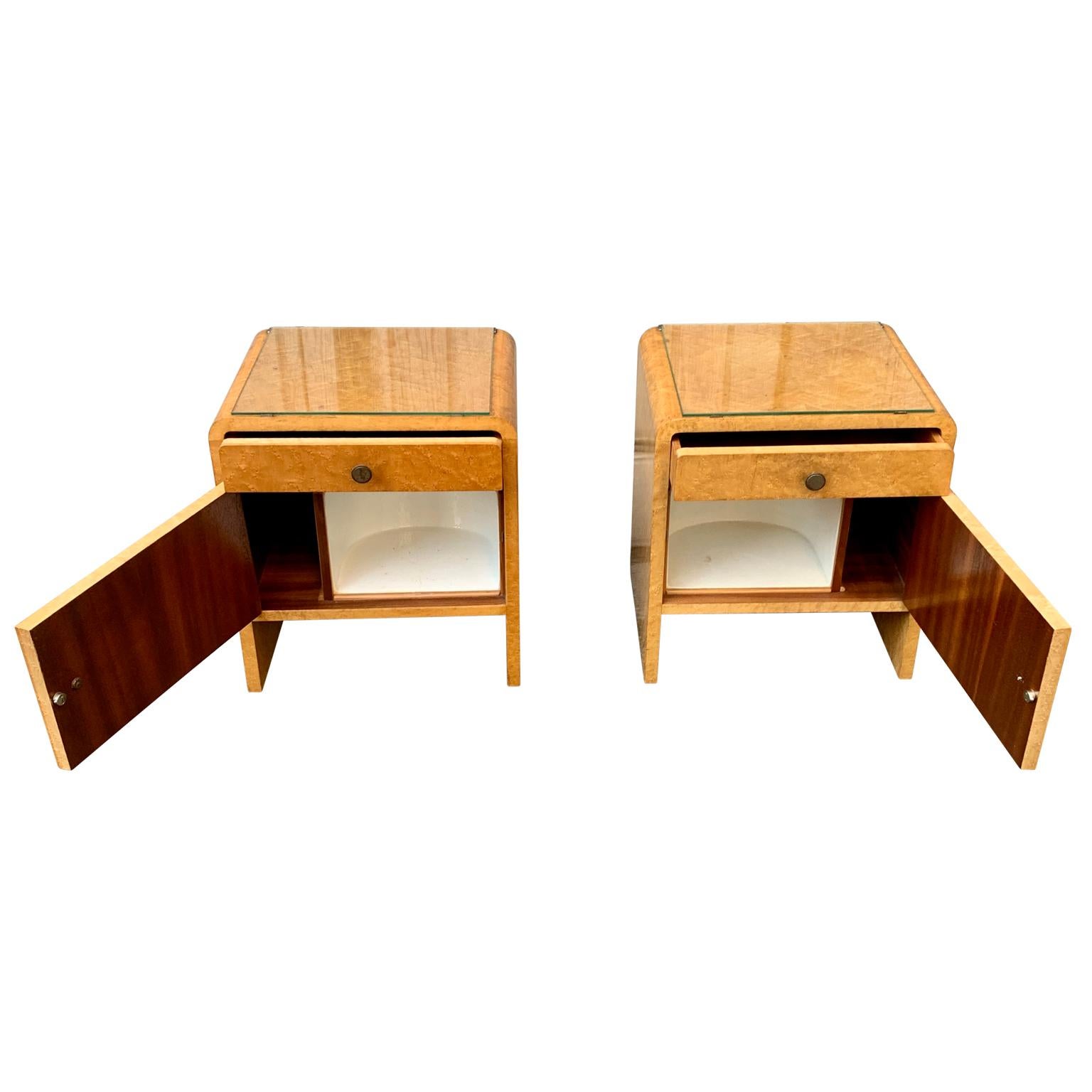 Mid-20th Century Pair of Mid-Century Modern Nightstands in Birch Burlwood, Sweden