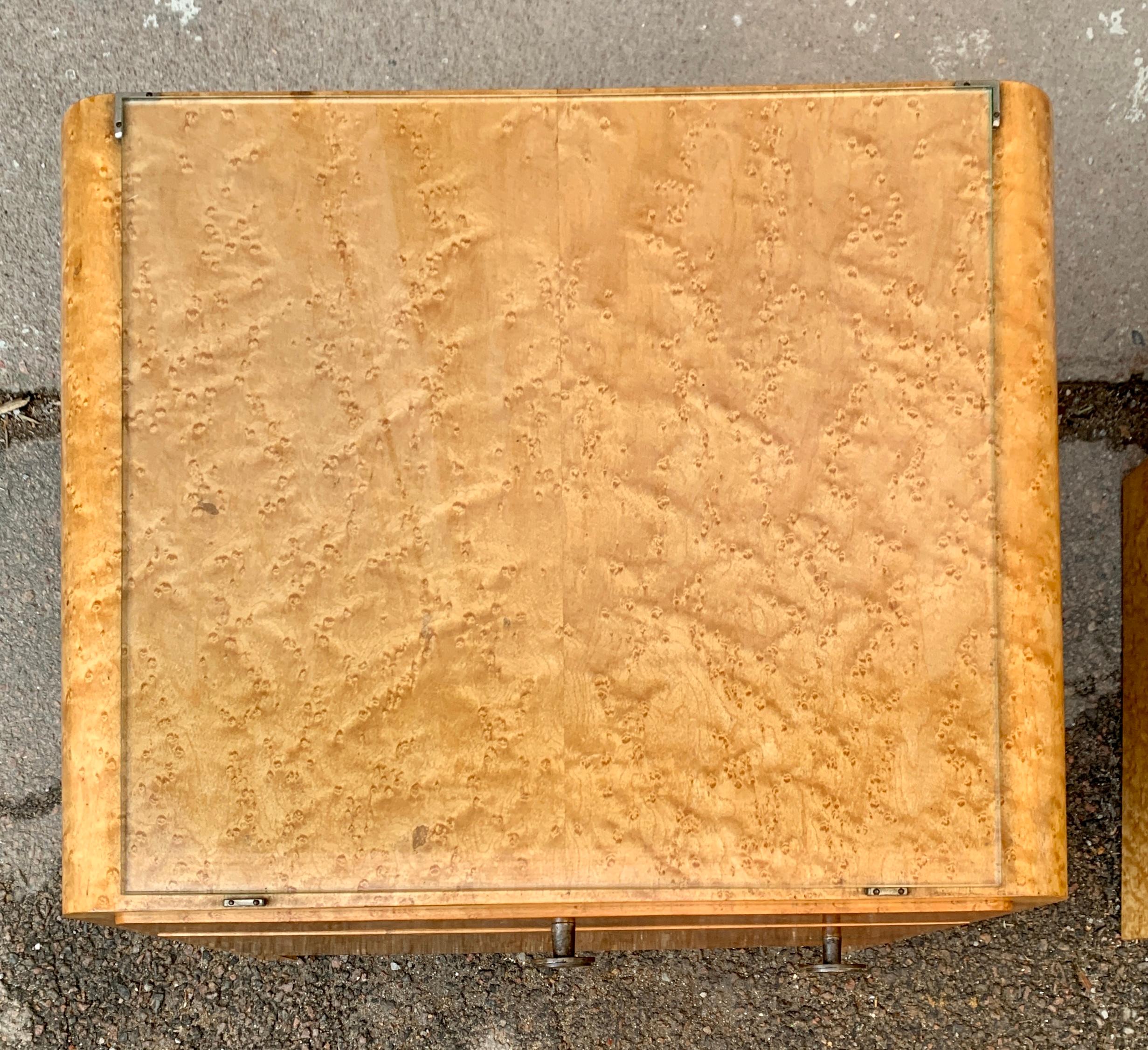 Pair of Mid-Century Modern Nightstands in Birch Burlwood, Sweden 2