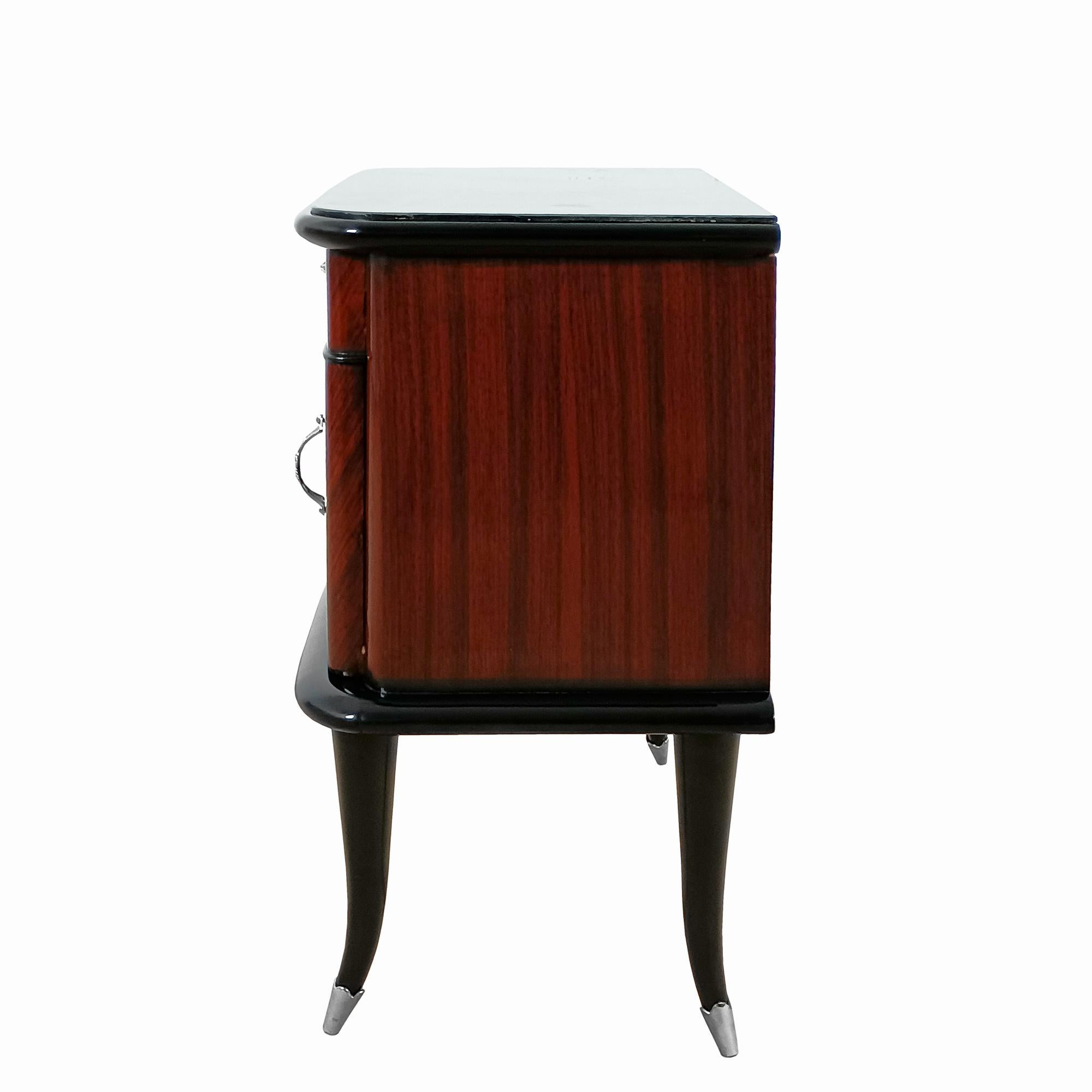 Pair Of Mid-Century Modern Nightstands In Blackened Beech - Italy 1940 For Sale 1