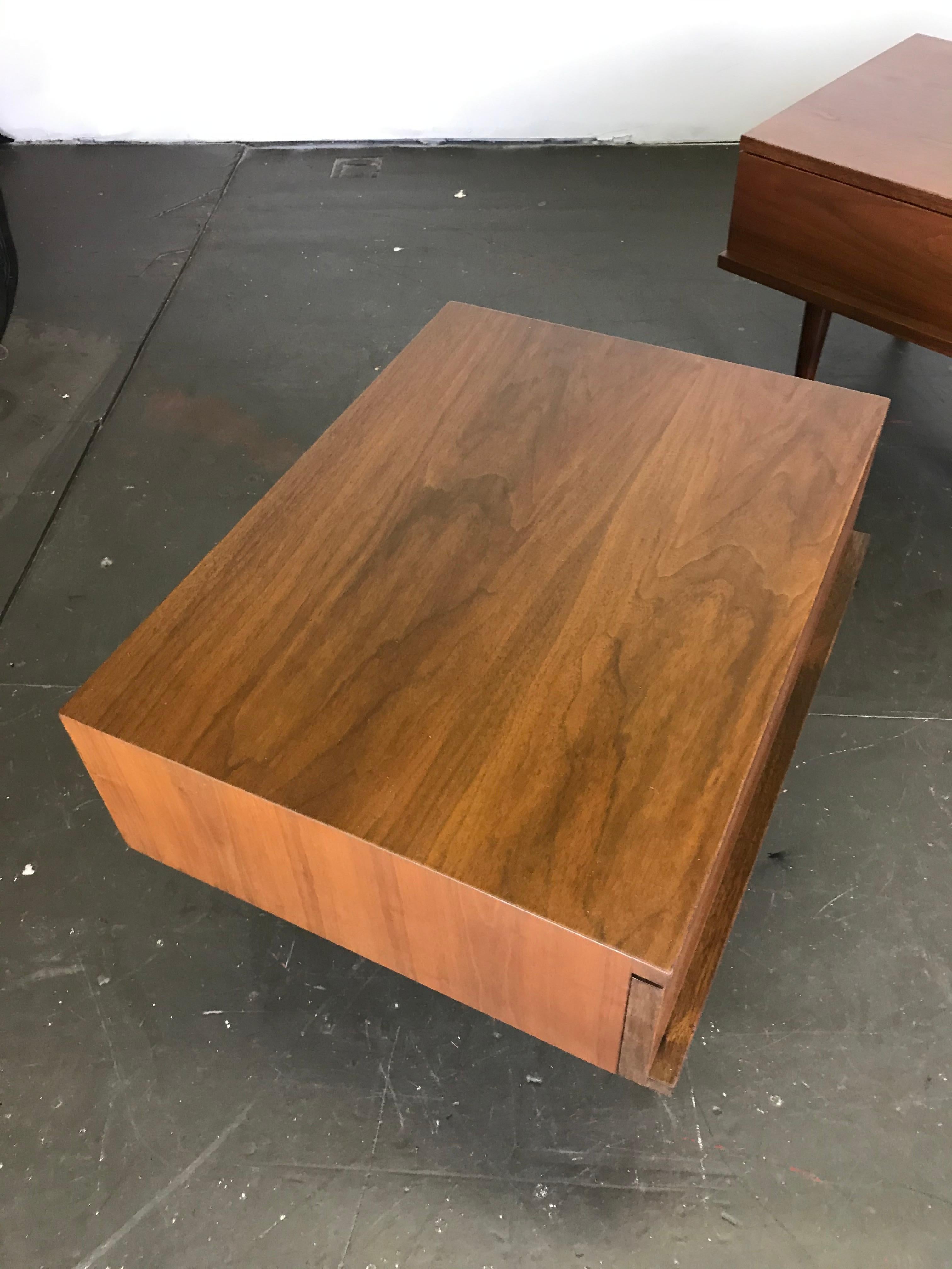 Wood Mid Century Modern Nightstands in Walnut by Mel Smilow