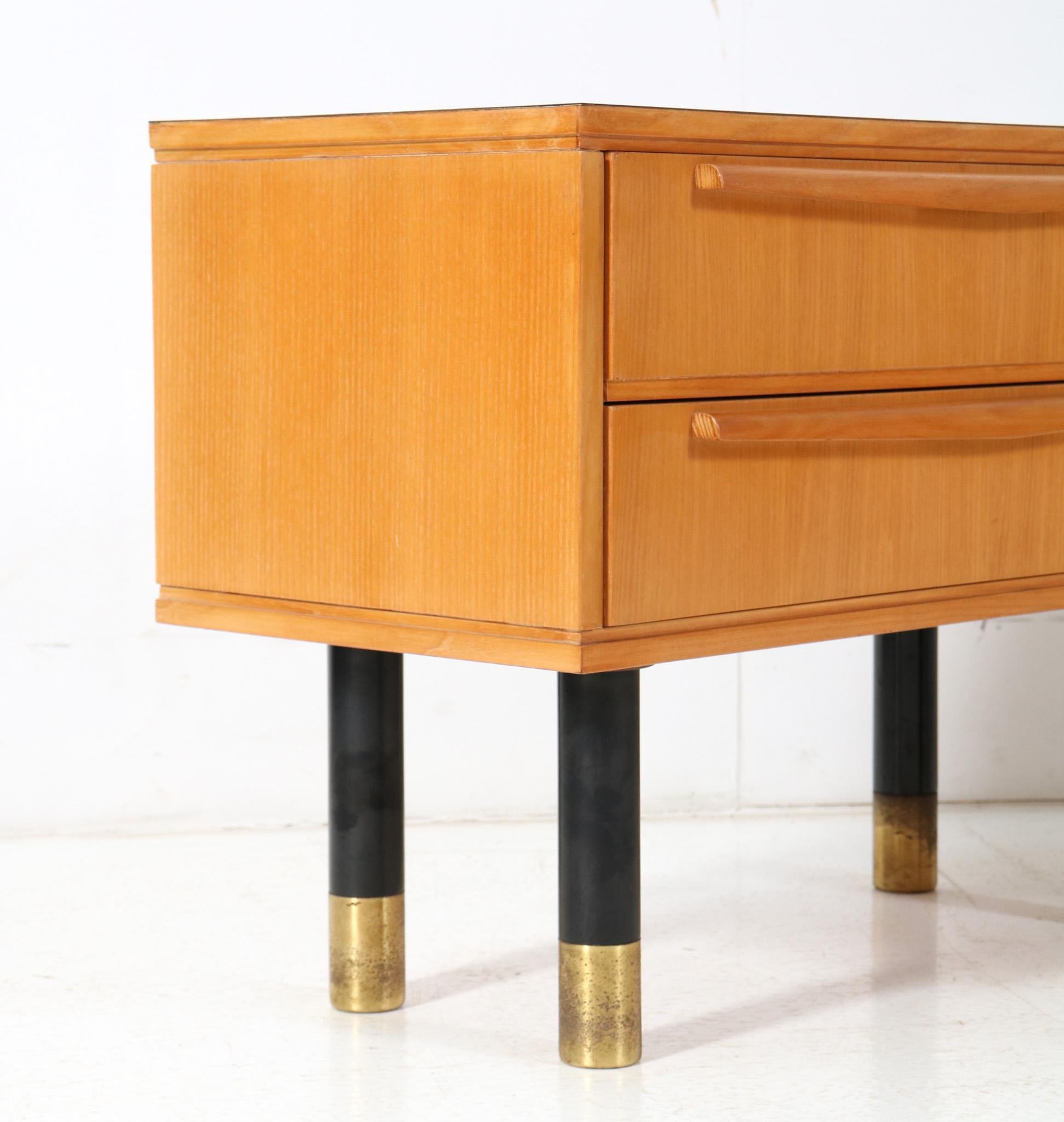 Brass Pair of Mid-Century Modern Nightstands or Bedside Tables, 1950s For Sale