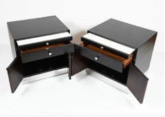 Pair of Mid Century Modern nightstands with single drawer and lower cabinet