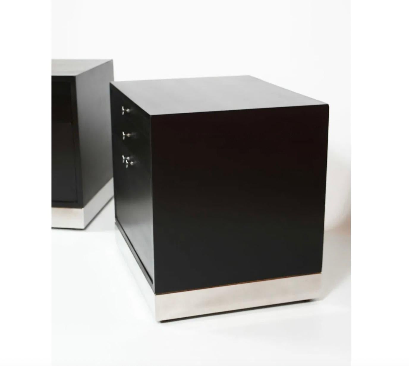 American Pair of Mid Century Modern nightstands with single drawer and lower cabinet
