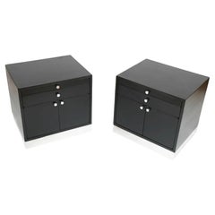 Pair of Mid Century Modern nightstands with single drawer and lower cabinet