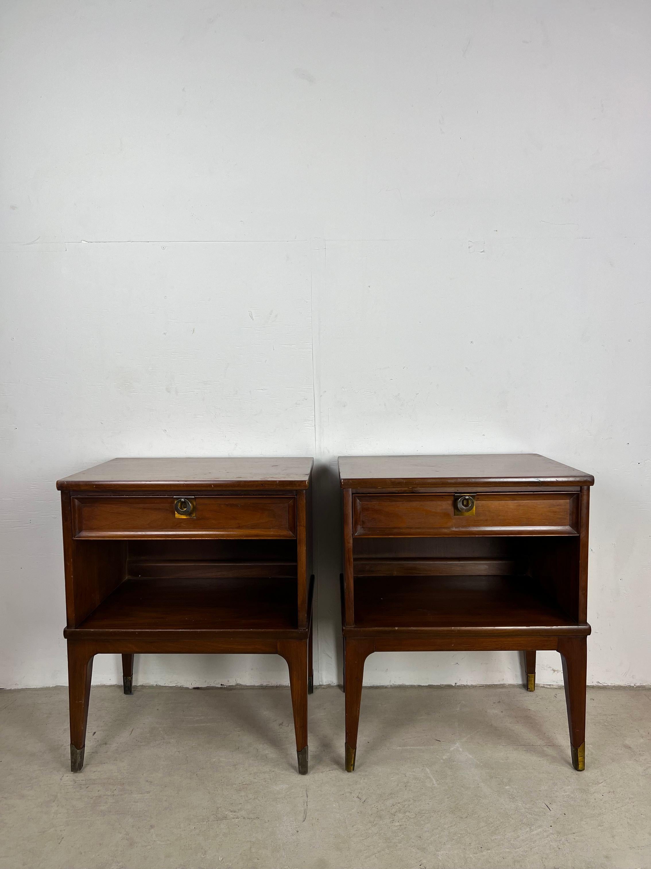 American Pair of Mid Century Modern Nightstands with Single Drawer