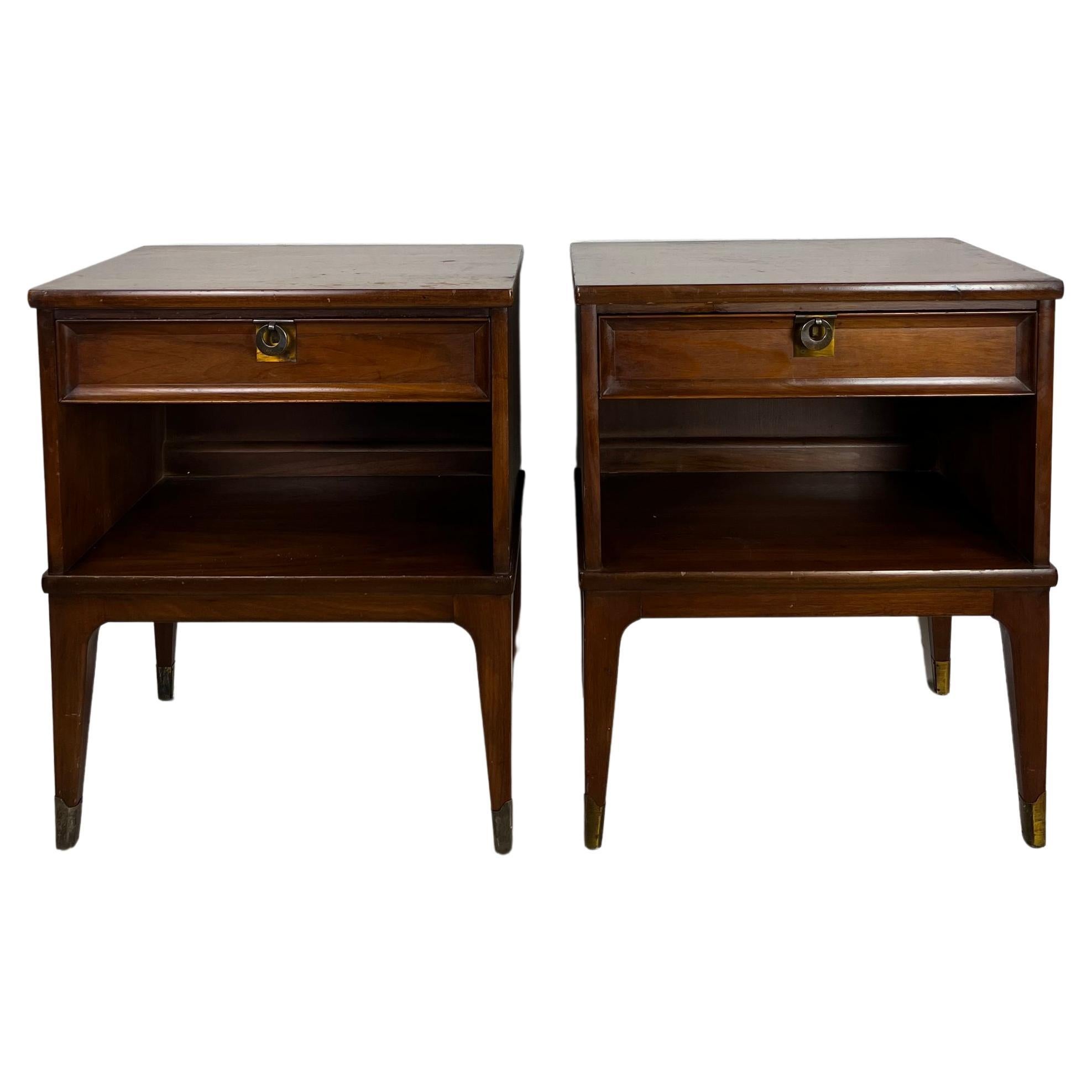 Pair of Mid Century Modern Nightstands with Single Drawer