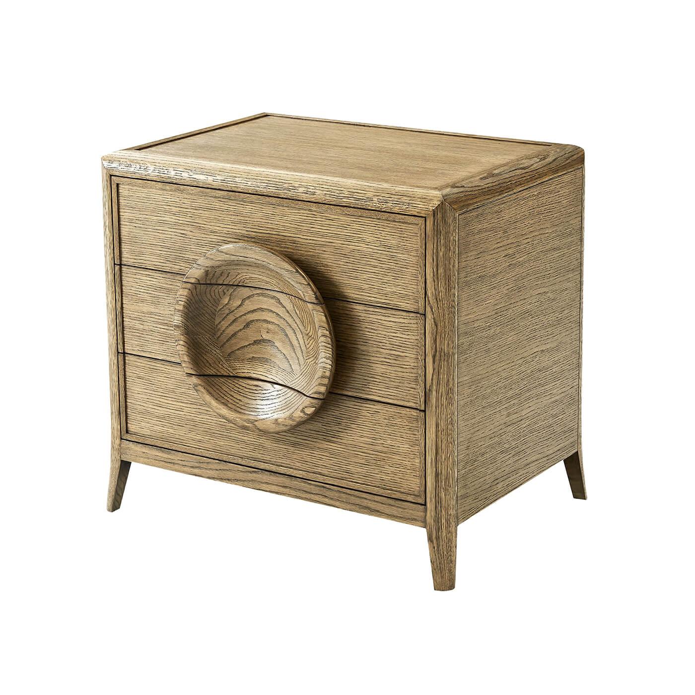 Wood Pair of Mid-Century Modern Oak Nightstands For Sale
