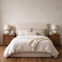 Pair of Mid-Century Modern Oak Nightstands with Paneled Drawer Fronts