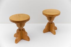 Pair of Mid-Century Modern Oak Stools, 1960s France