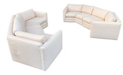Pair of Mid-Century Modern Octagonal Curved or Circular Sectional Sofas