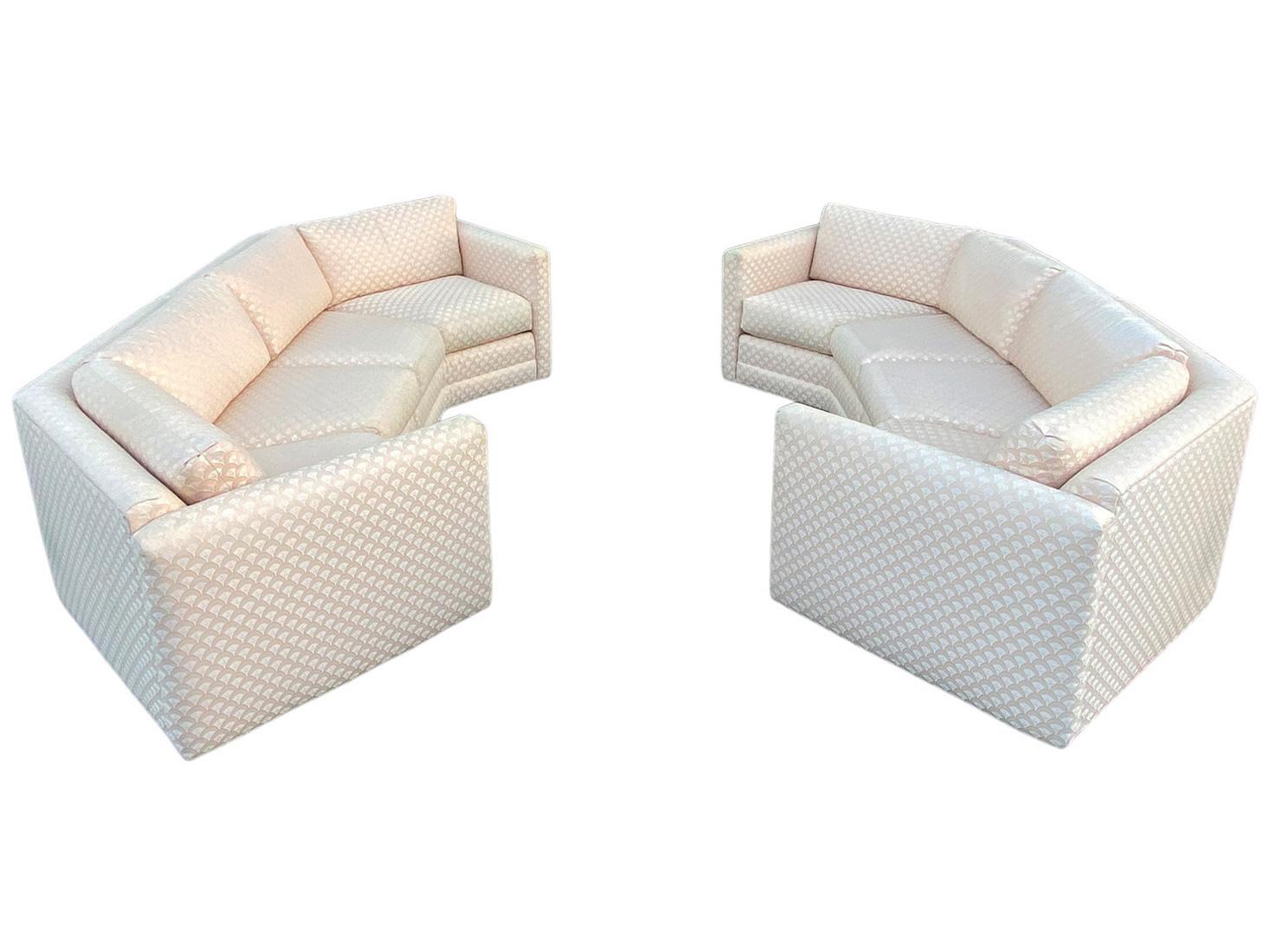 Pair of Mid-Century Modern Octagonal Curved or Circular Sectional Sofas 2