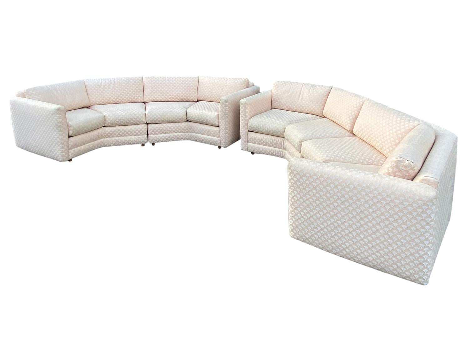 Pair of Mid-Century Modern Octagonal Curved or Circular Sectional Sofas 3