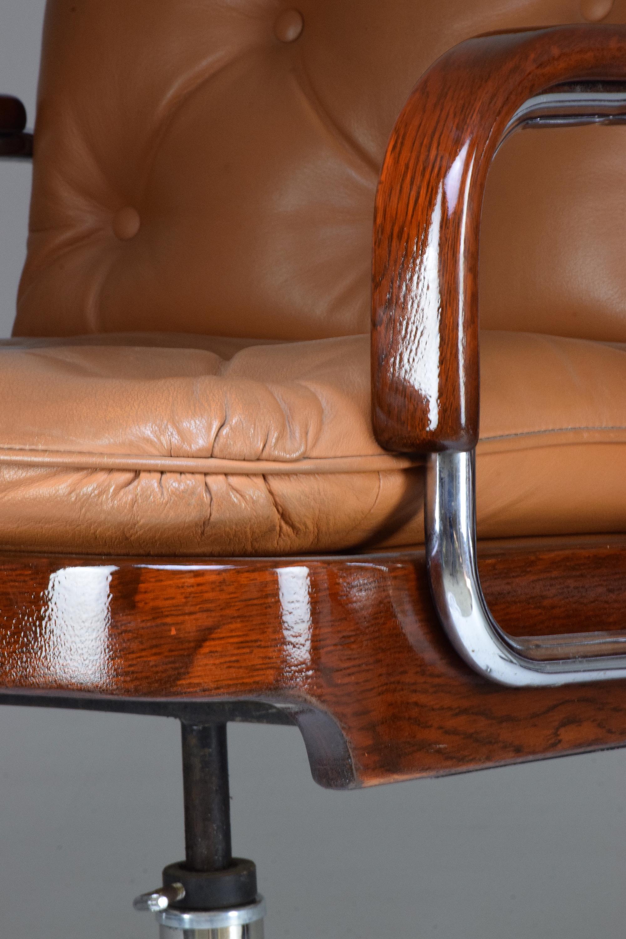 Leather Pair of Mid-Century Modern Office Chairs by AG Barcelona, 1970s