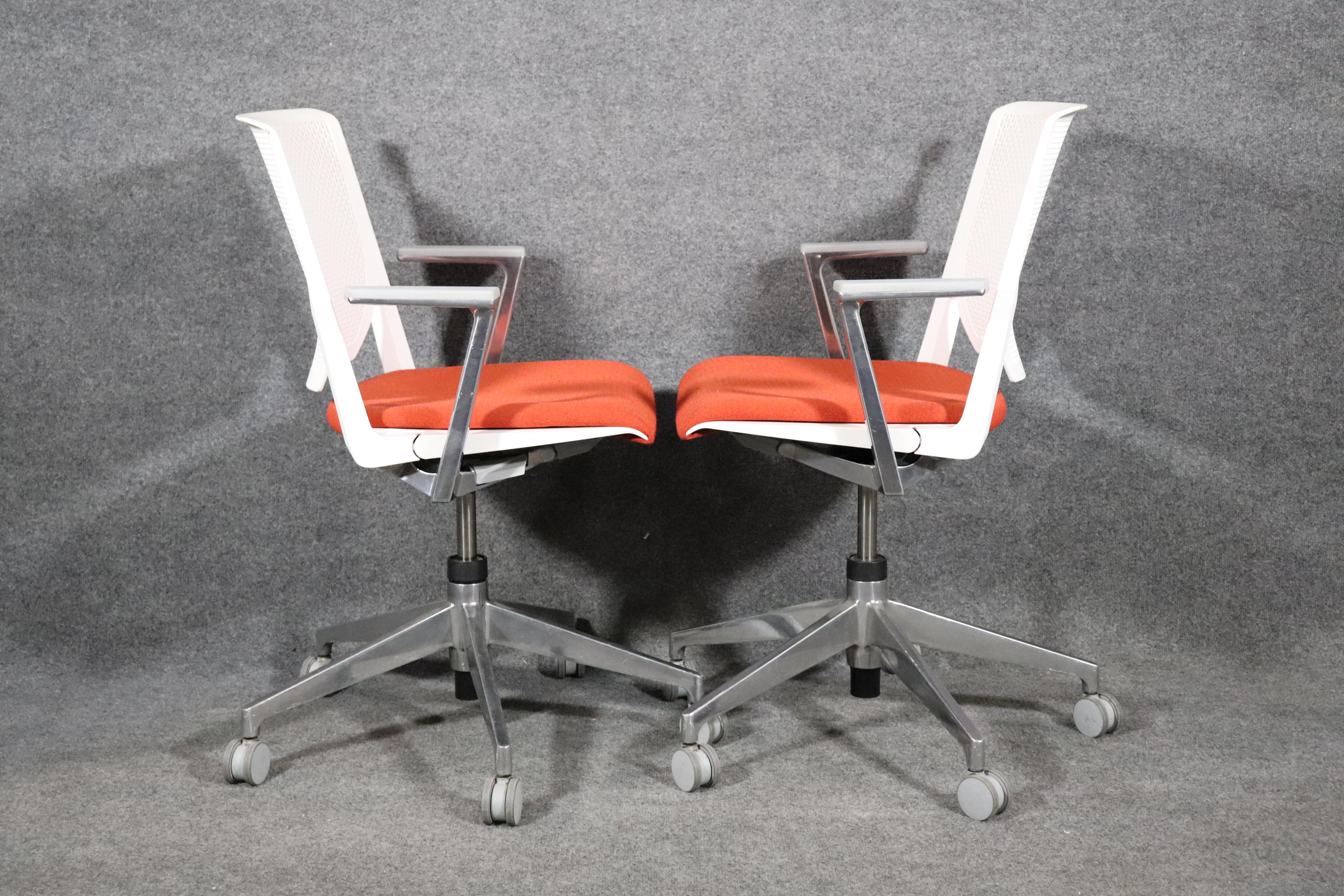 Metal Pair of Mid-Century Modern Office Chairs For Sale