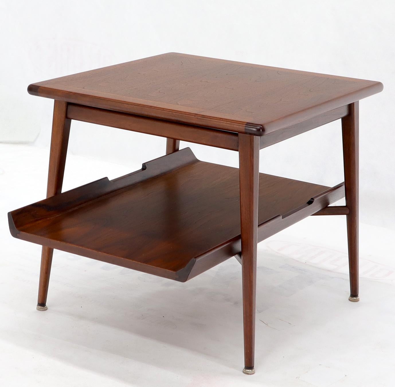 American Pair of Mid-Century Modern Oiled Walnut End Side Tables  For Sale