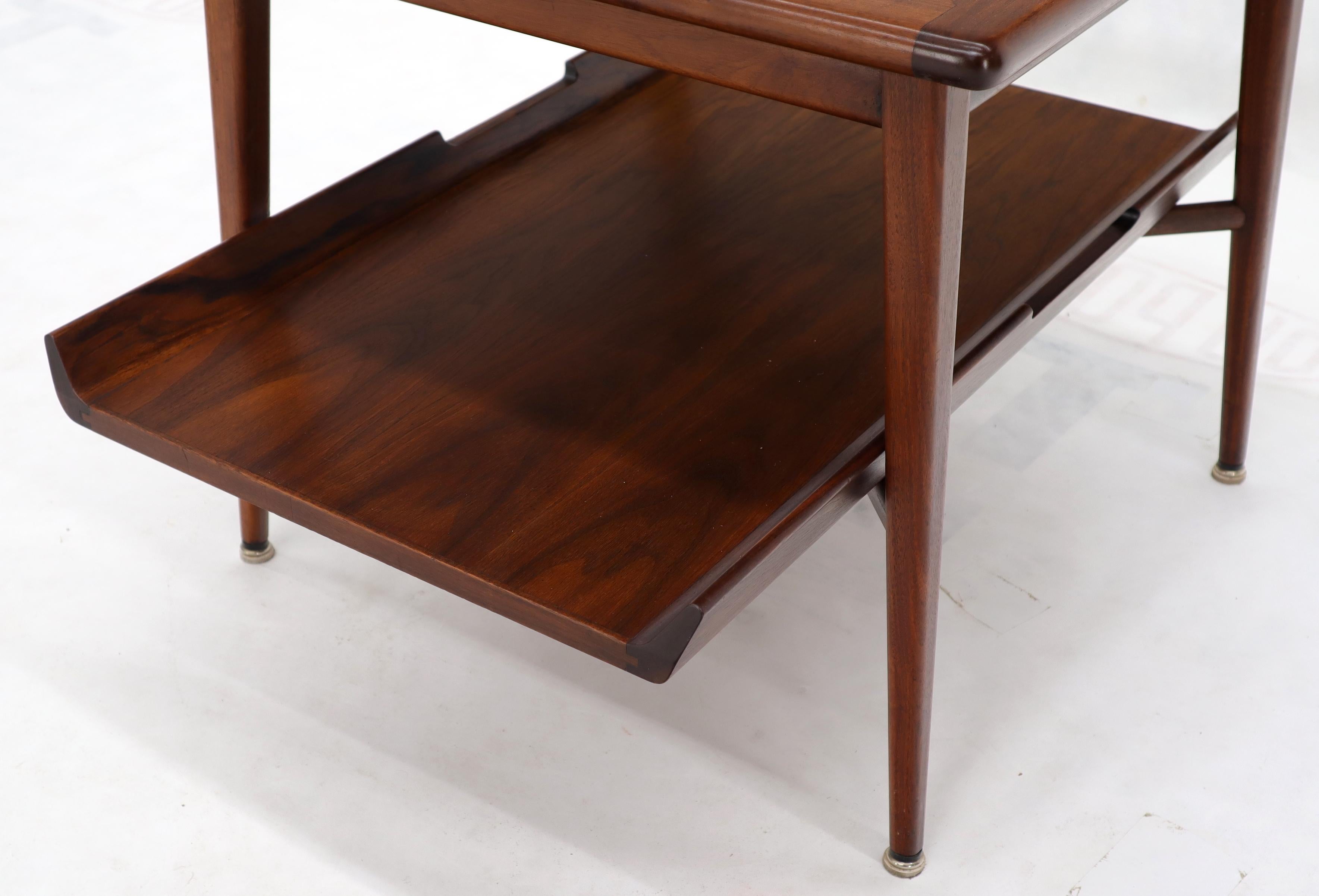 Pair of Mid-Century Modern Oiled Walnut End Side Tables  For Sale 1