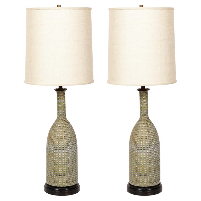 Pair of Glazed Ceramic Table Lamps, ca. 1960