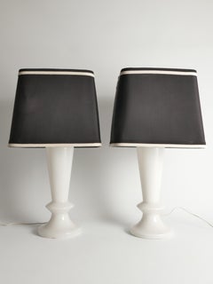 Pair of Mid-Century Modern Opaline Glass Table Lamps, Sweden, Set of 2