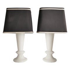 Pair of Mid-Century Modern Opaline Glass Table Lamps, Sweden, Set of 2