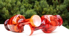Ein Paar Opaline-Glasvasen im Mid-Century-Modern-Stil von Opaline, Florenz, Italien, 1970er Jahre