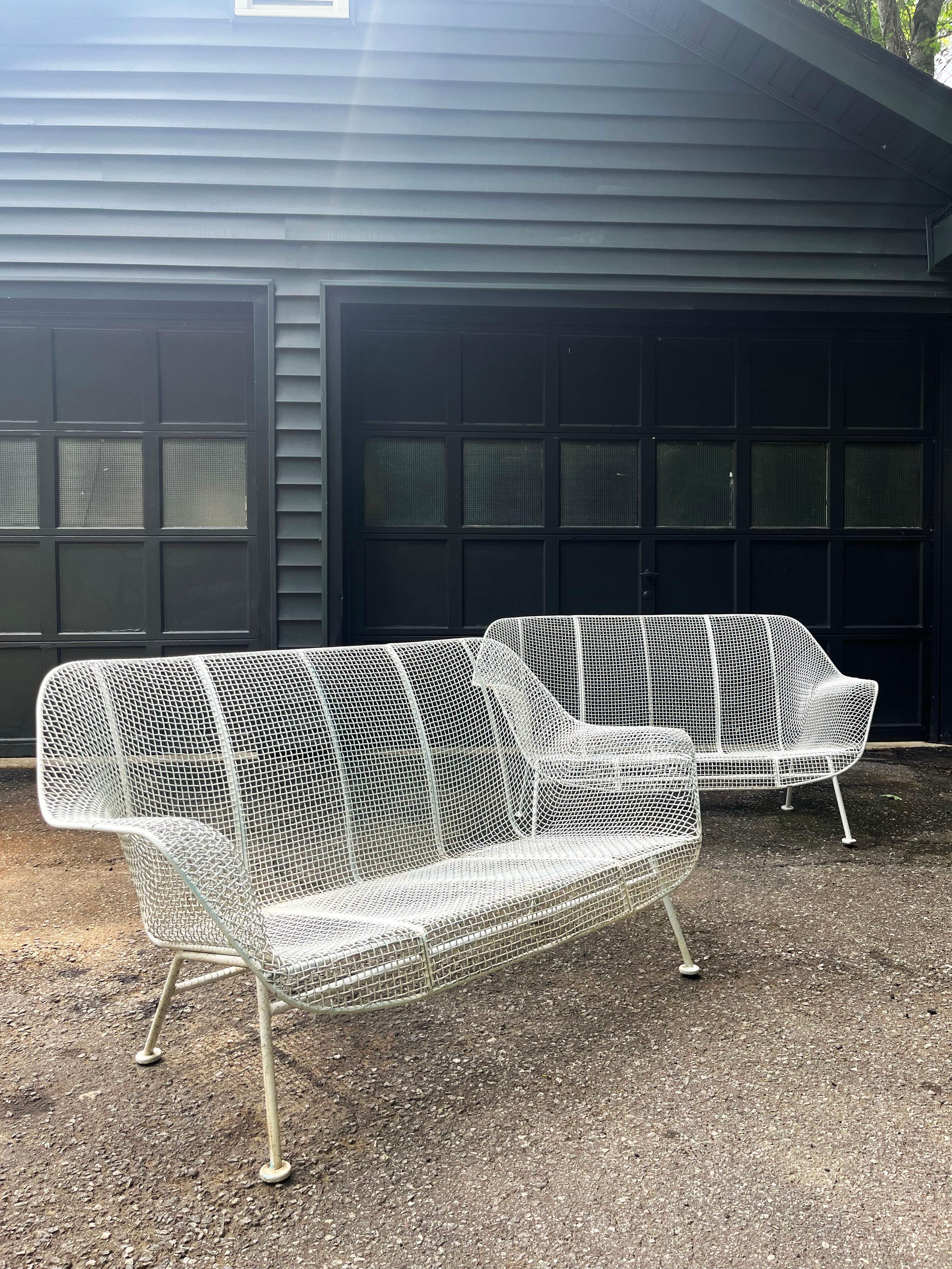Mid-Century Modern Pair of Mid Century Modern outdoor 'Sculptura' settees by Russell Woodard For Sale