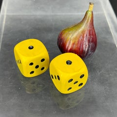 Pair of Mid-Century Modern Oversized Yellow Die Dice