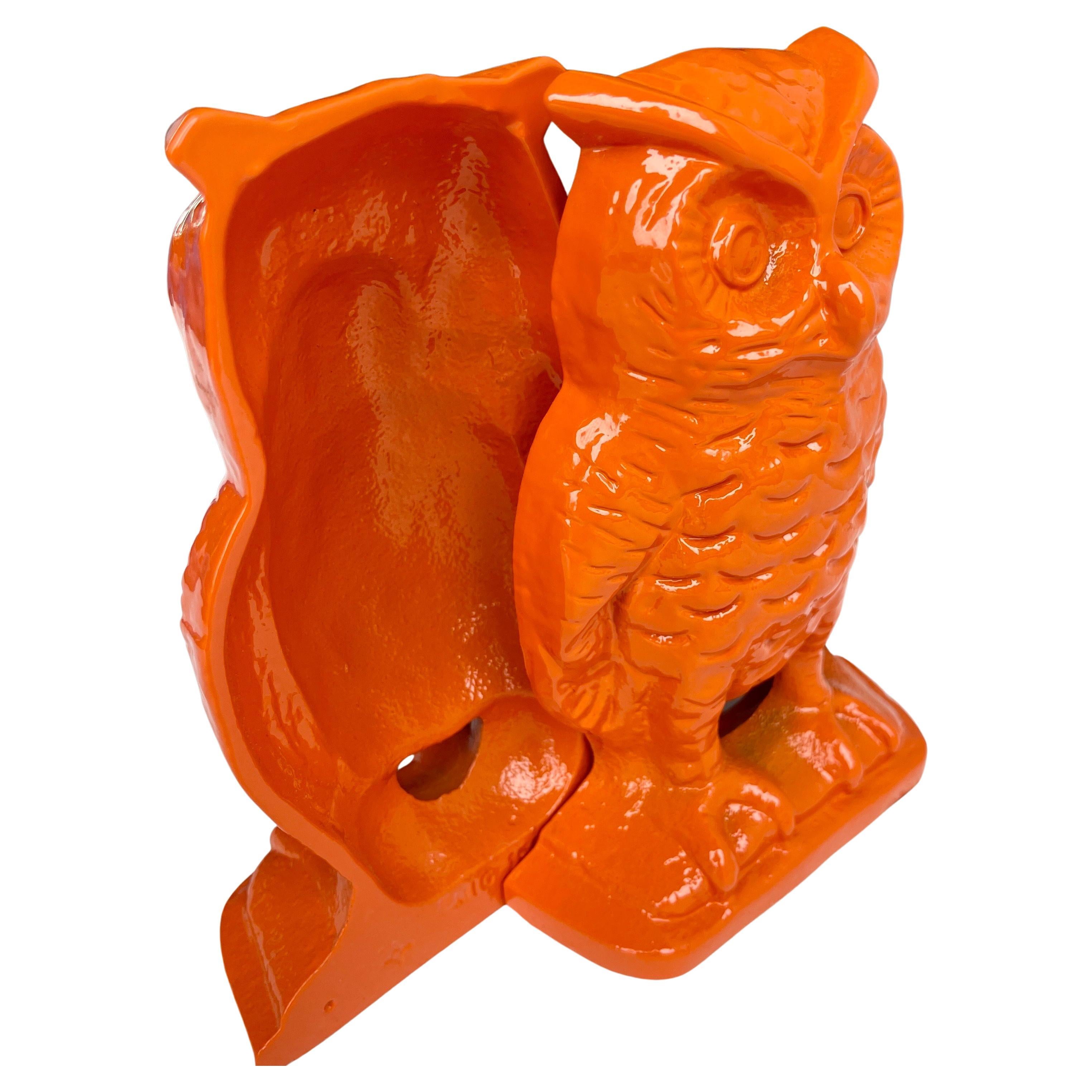 Mid-Century Pair Cast Iron Orange Powder Coated Bookends

Absolutely spot on in terms of this MCM period, these sturdy iron owls will add to that vibe displayed on a bookcase or desk. Look fantastic as bookends but also as a sculptures, sitting on