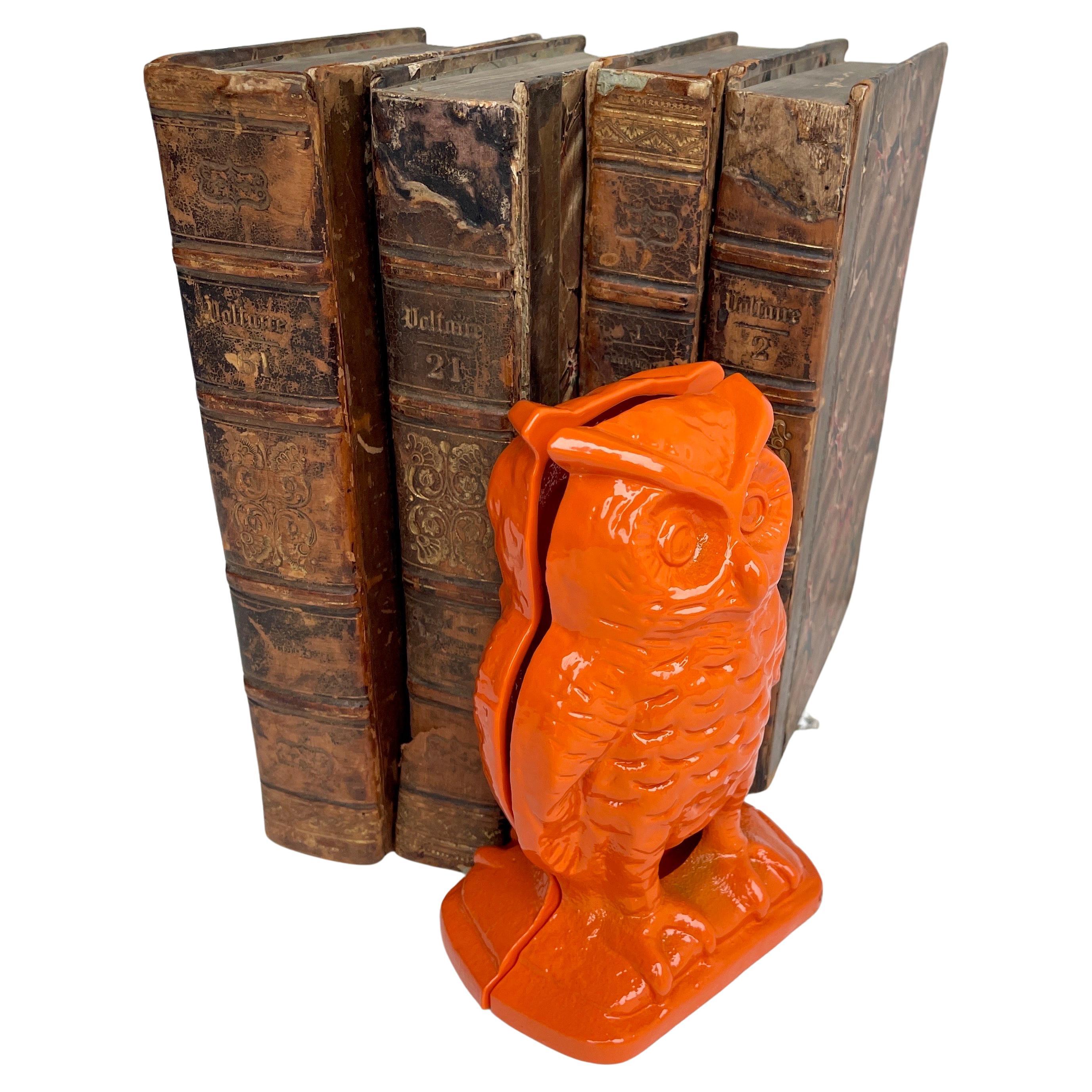 Cast Pair of Mid-Century Modern Owl Bookends, Powder Coated