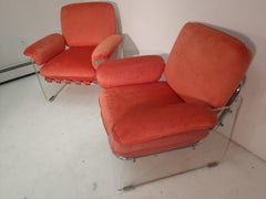 Pair of Mid-Century Modern Pace Argenta Lucite Lounge Chairs