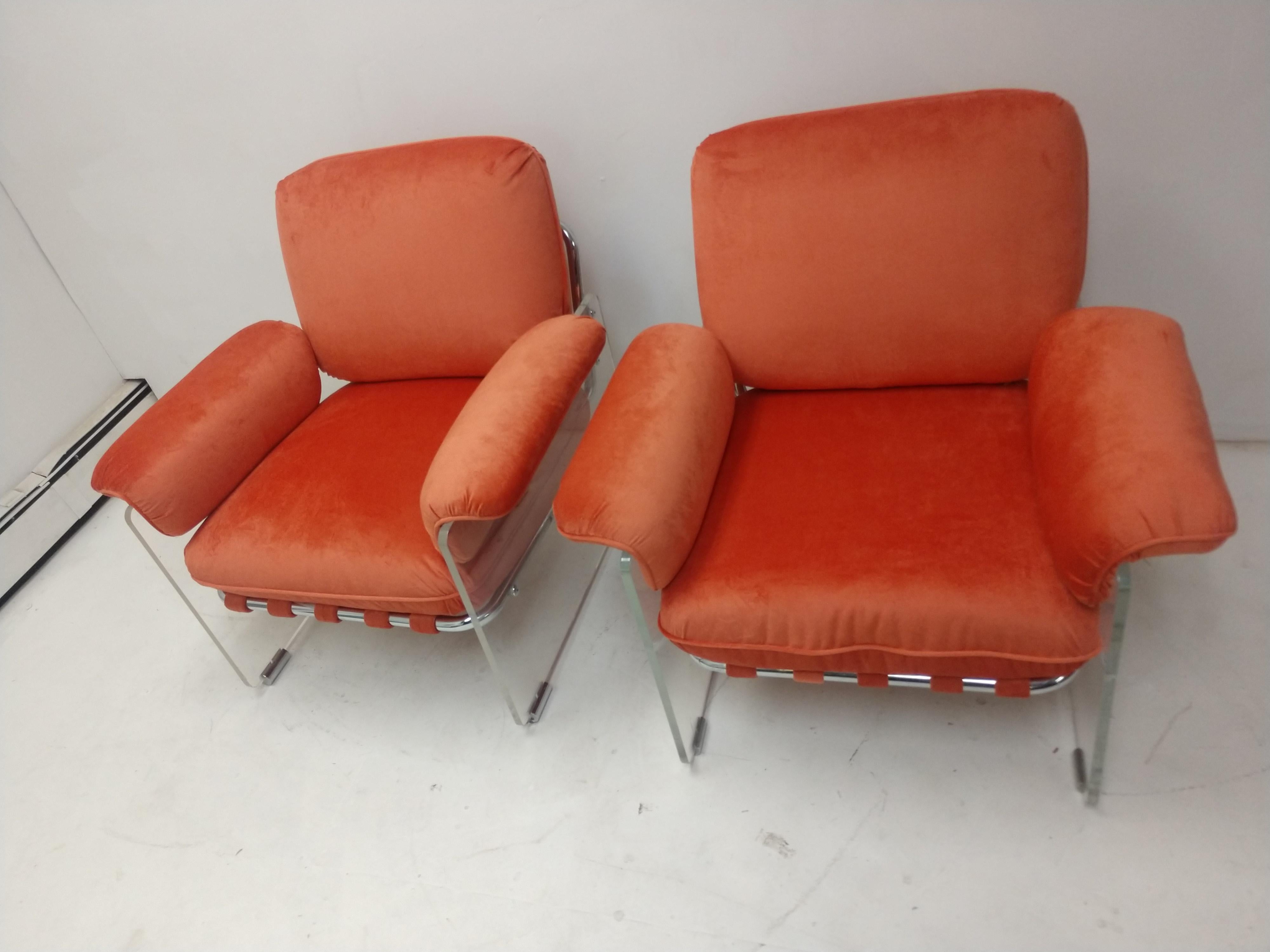 Pair of Mid-Century Modern Pace Argenta Lucite Lounge Chairs In Good Condition In Port Jervis, NY