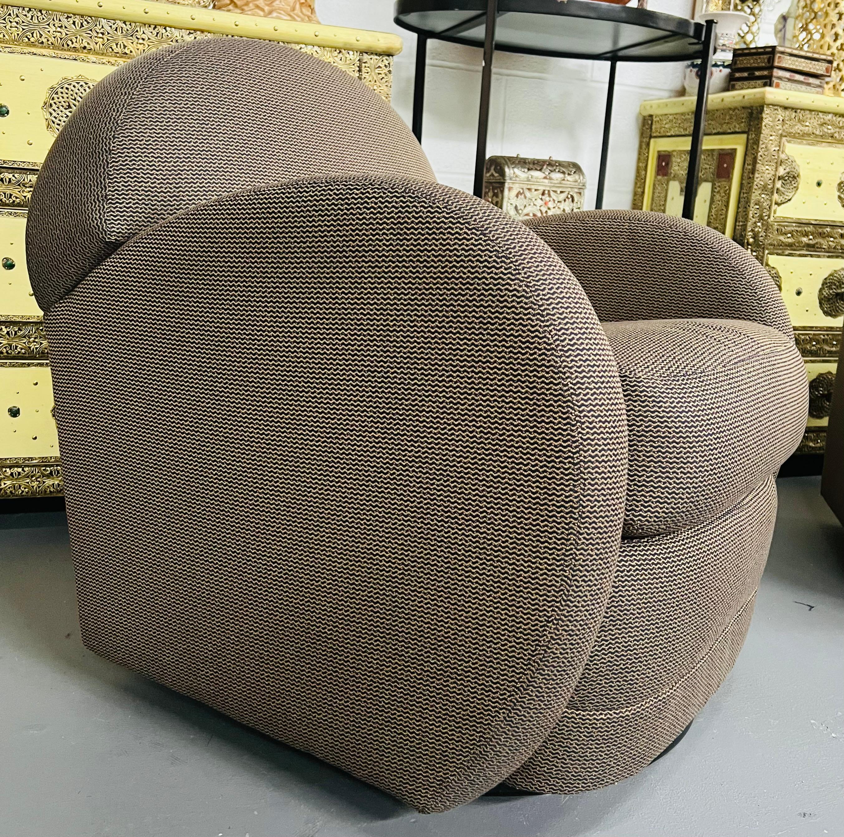 Upholstery  Mid-Century Modern Pace by Directional Leon Rosen Style Swivel Chair, a Pair 