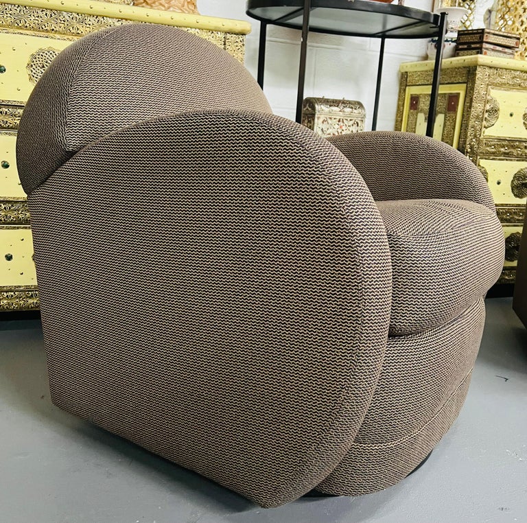 Upholstery  Mid-Century Modern Pace by Directional Leon Rosen Style Swivel Chair, a Pair  For Sale