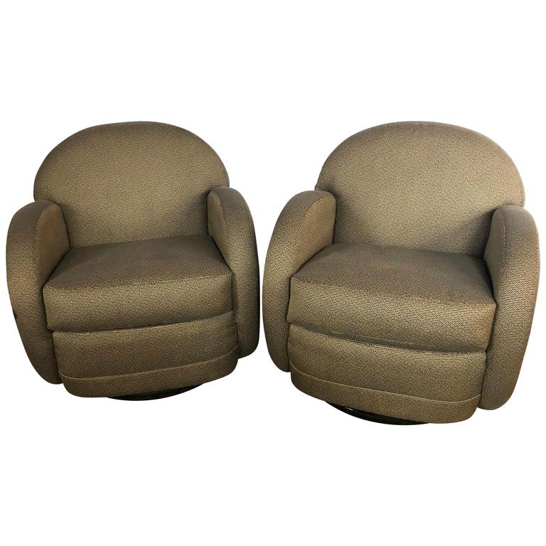  Mid-Century Modern Pace by Directional Leon Rosen Style Swivel Chair, a Pair 