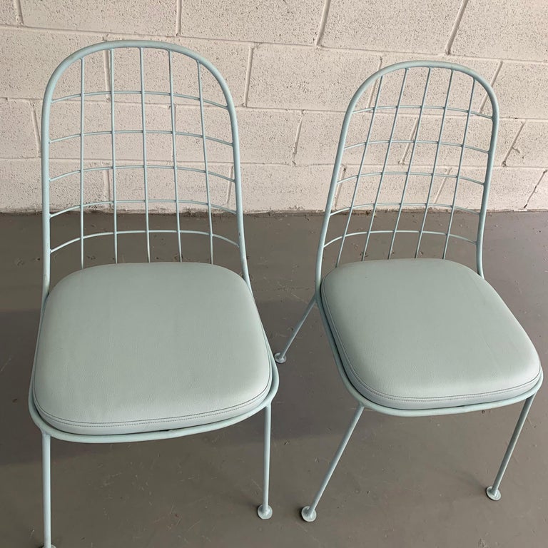 Pair of MidCentury Modern Painted Wrought Iron Outdoor Patio Chairs