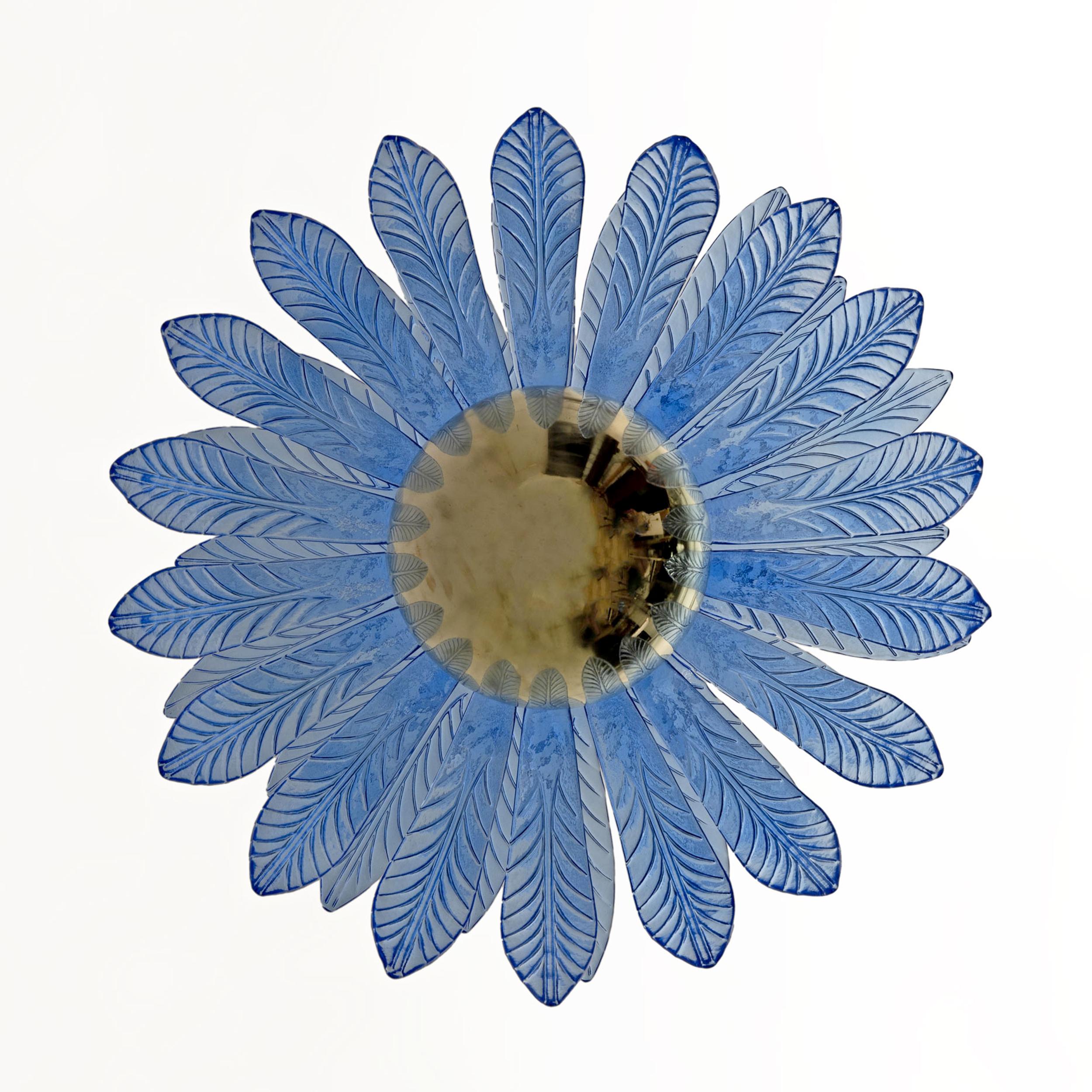 Pair of Mid-Century Modern Palm Leaves Big Chandelier Murano Glass and Brass 4