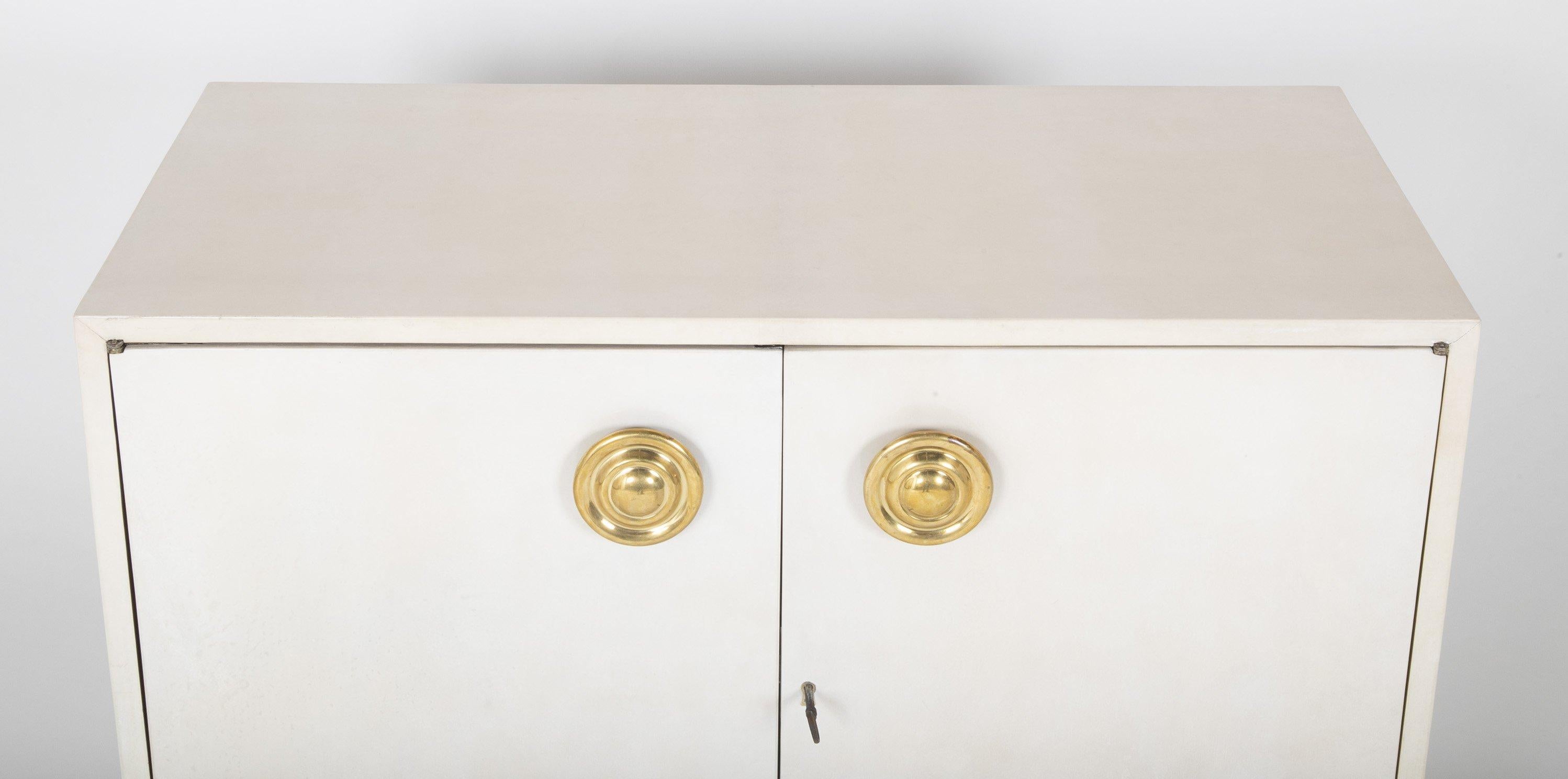 Pair of Mid-Century Modern Parchment Cabinets in the manner of Karl Springer For Sale 5