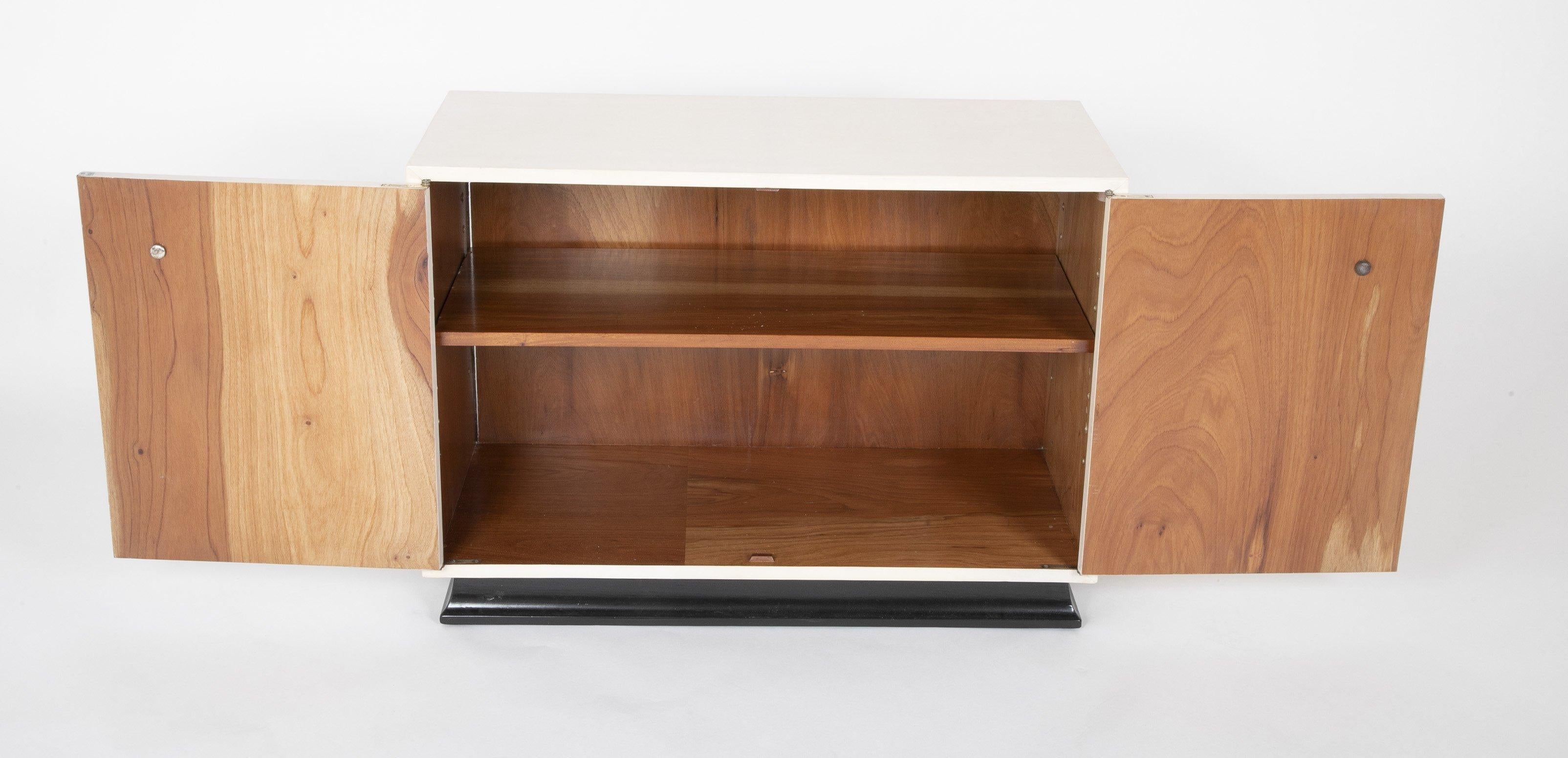 Late 20th Century Pair of Mid-Century Modern Parchment Cabinets in the manner of Karl Springer For Sale