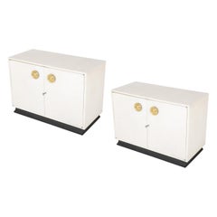 Pair of Mid-Century Modern Parchment Cabinets in the manner of Karl Springer