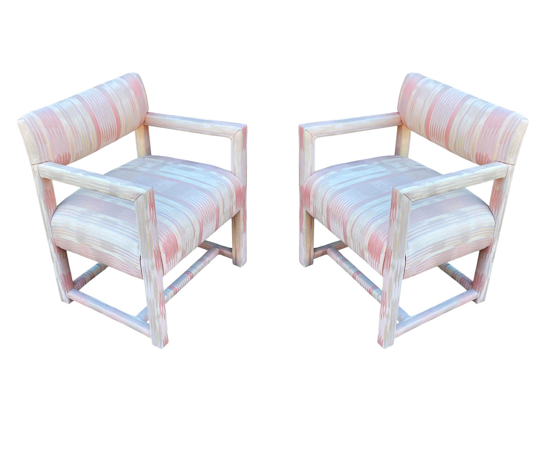 Pair of Mid-Century Modern Parsons Armchair Lounge Chairs after Milo Baughman For Sale 4
