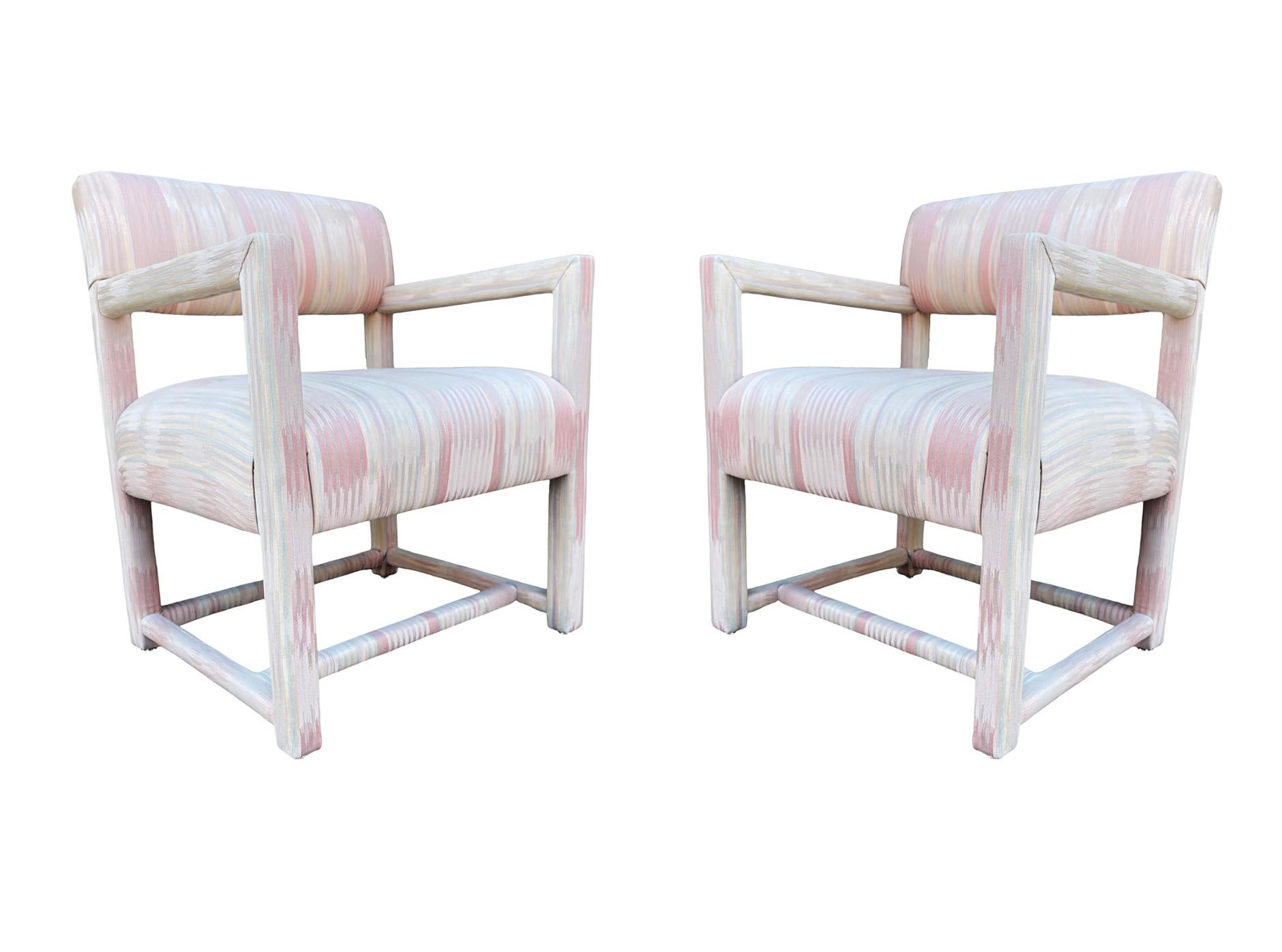Pair of Mid-Century Modern Parsons Armchair Lounge Chairs after Milo Baughman For Sale 2