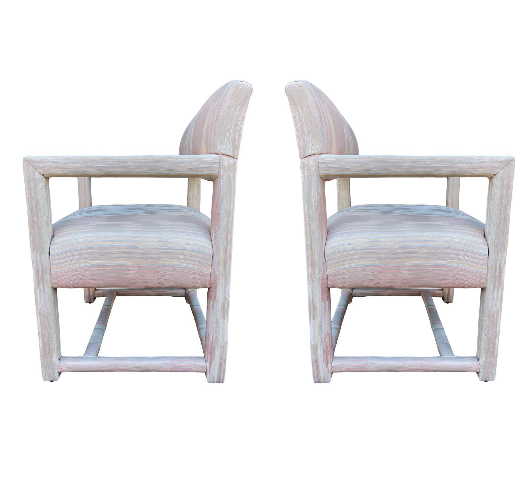 Pair of Mid-Century Modern Parsons Armchair Lounge Chairs after Milo Baughman For Sale 3